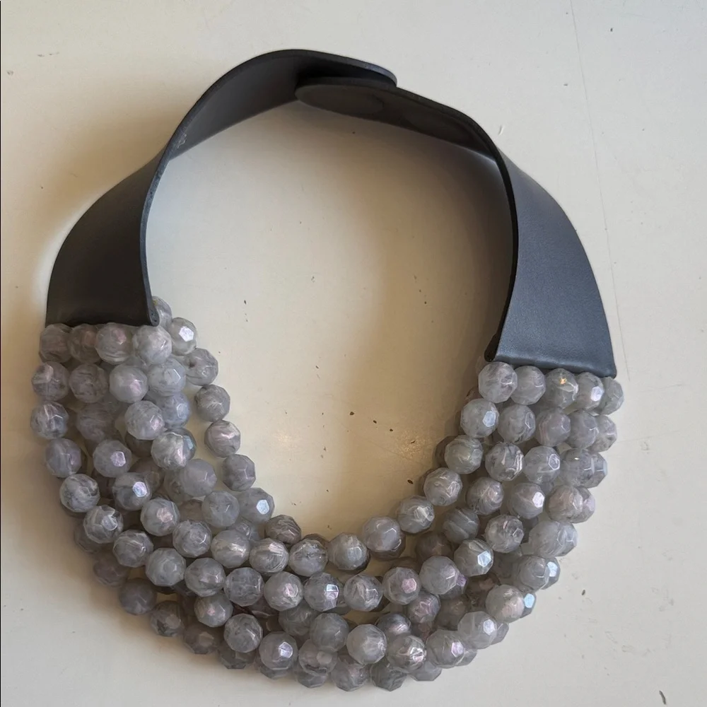 Fairchild Baldwin Gray Multi-Strand Faceted Bead Collar Necklace - Picture 1 of 8